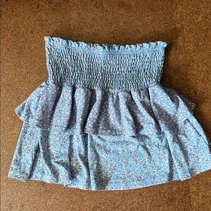 Floral Smocked Mini Skirt in Blue